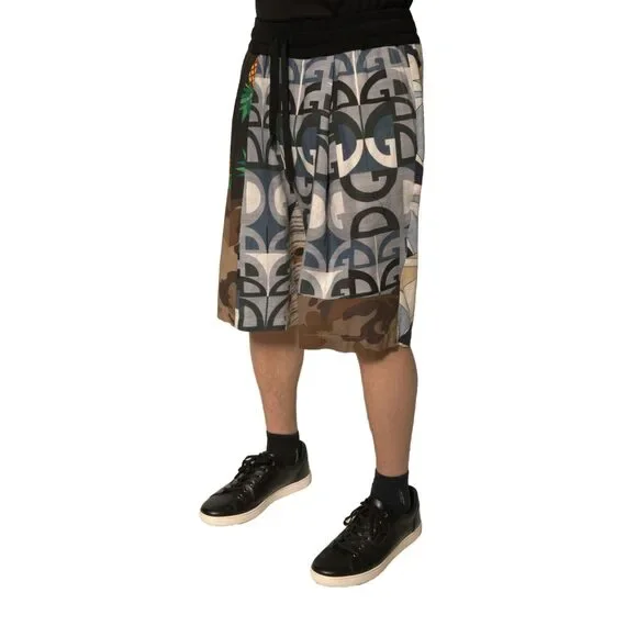 Dolce & Gabbana Multicolor Patchwork Linen Bermuda Shorts Mens Shorts